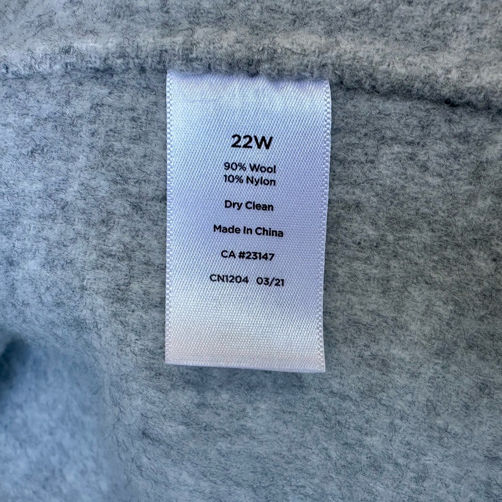 Like New Talbots Double Sided Wool Charcoal Coat Jacket Light Gray Lapel, 22 W - Picture 12 of 15